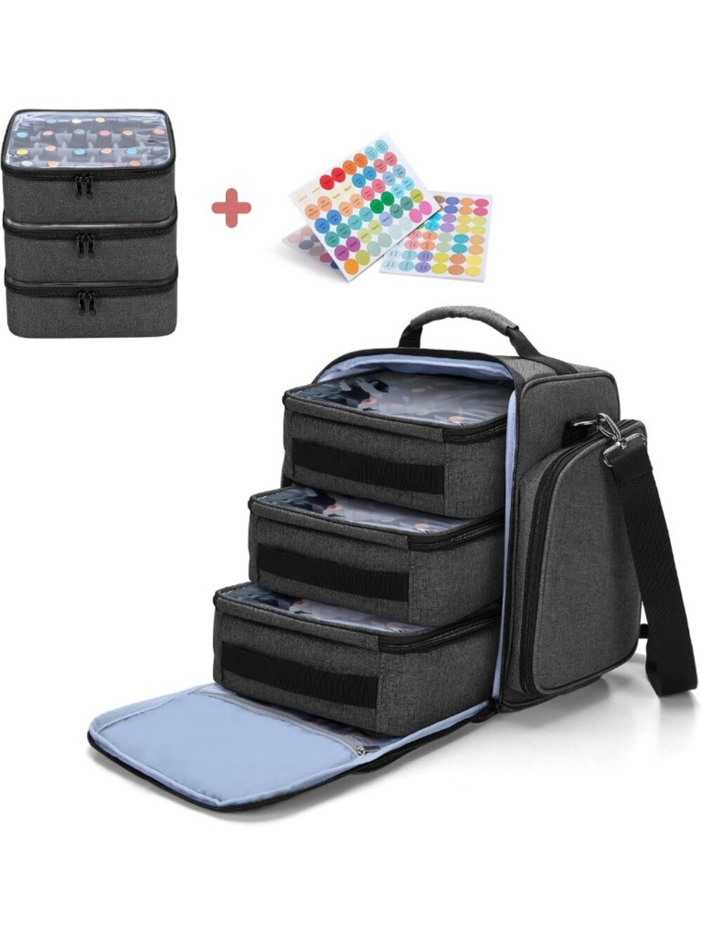 Essential Oil Storage Organizer with 2 Labels - Black, Perfect for Home & Travel